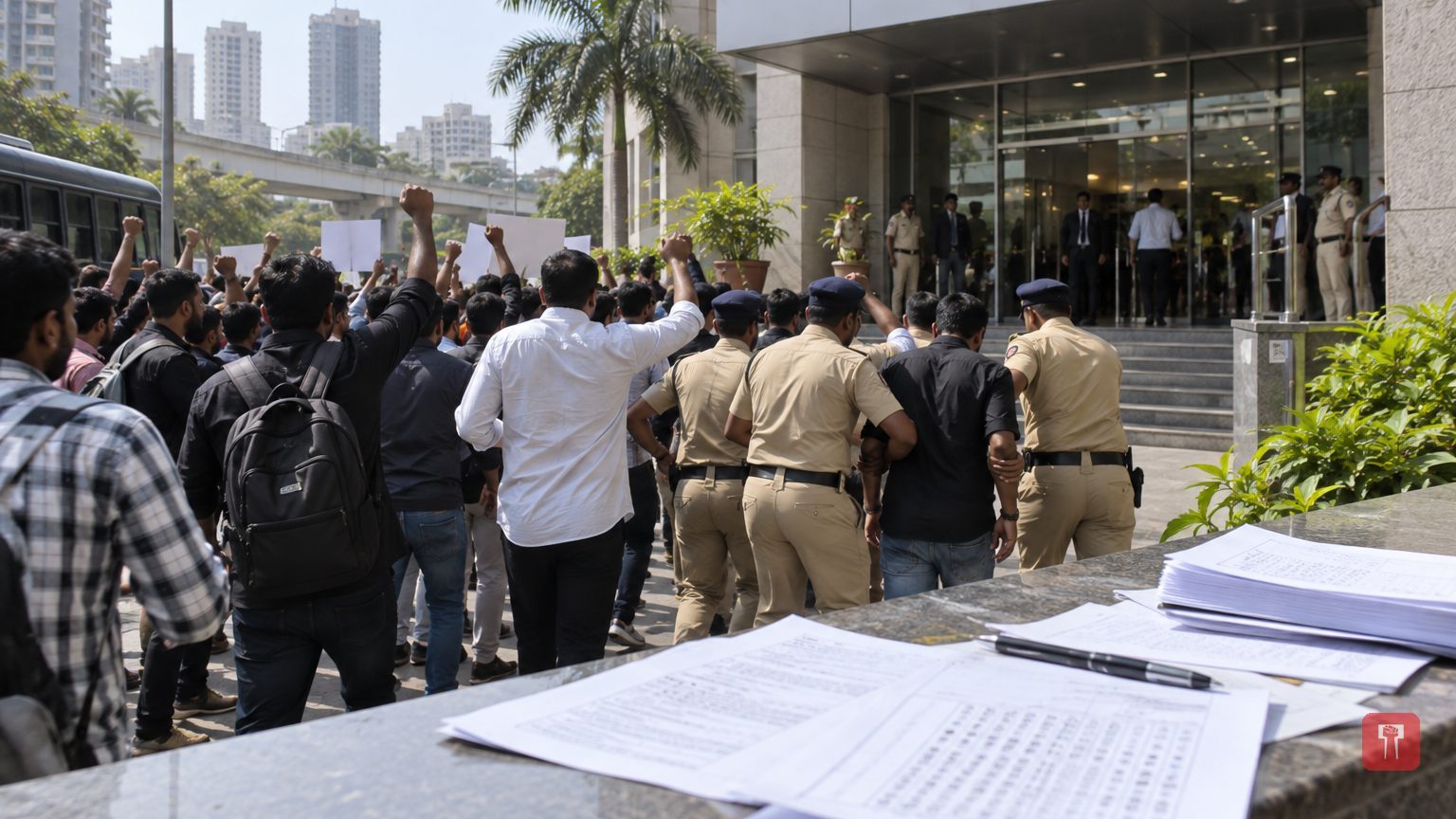 MPSC पेपरफुटी: सचिव हरपाळकरांच्या तोंडाला काळं, संभाजी ब्रिगेडचे तीन कार्यकर्ते अटकेत