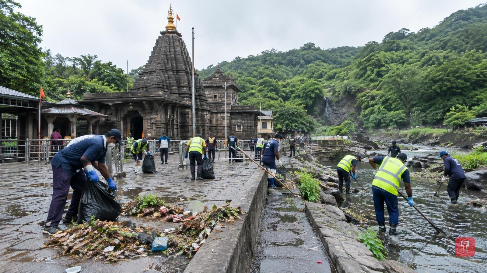 Cleanliness drive at Bhimashankar temple clears silt from river source