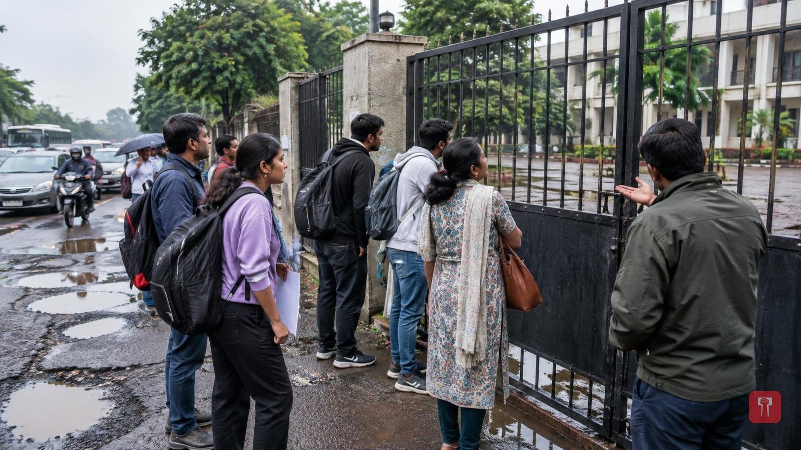 नाशिकमध्ये खड्डे आणि पावसाचा फटका; काही मिनिटे उशीर झाल्याने UPSC विद्यार्थ्यांना परीक्षेस मज्जाव