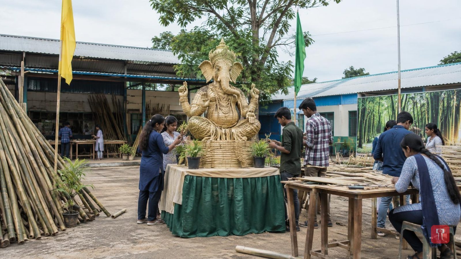 Chandrapur students craft bamboo Ganesh idol to launch Bamboo Week
