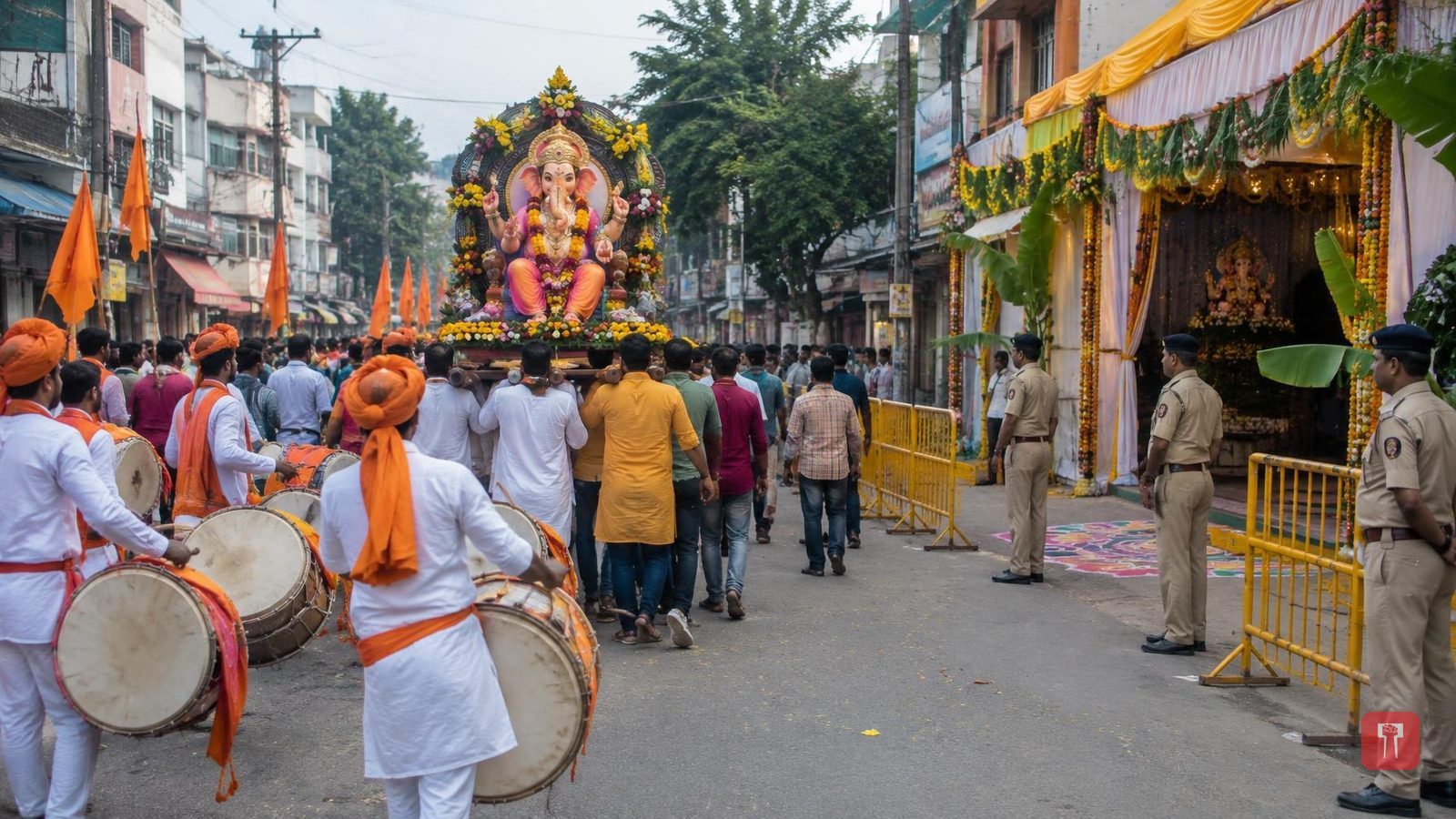 गोंदिया जिल्ह्यात गणेश चतुर्थीचा उत्साह, ढोल-ताशांच्या गजरात बाप्पाचे स्वागत