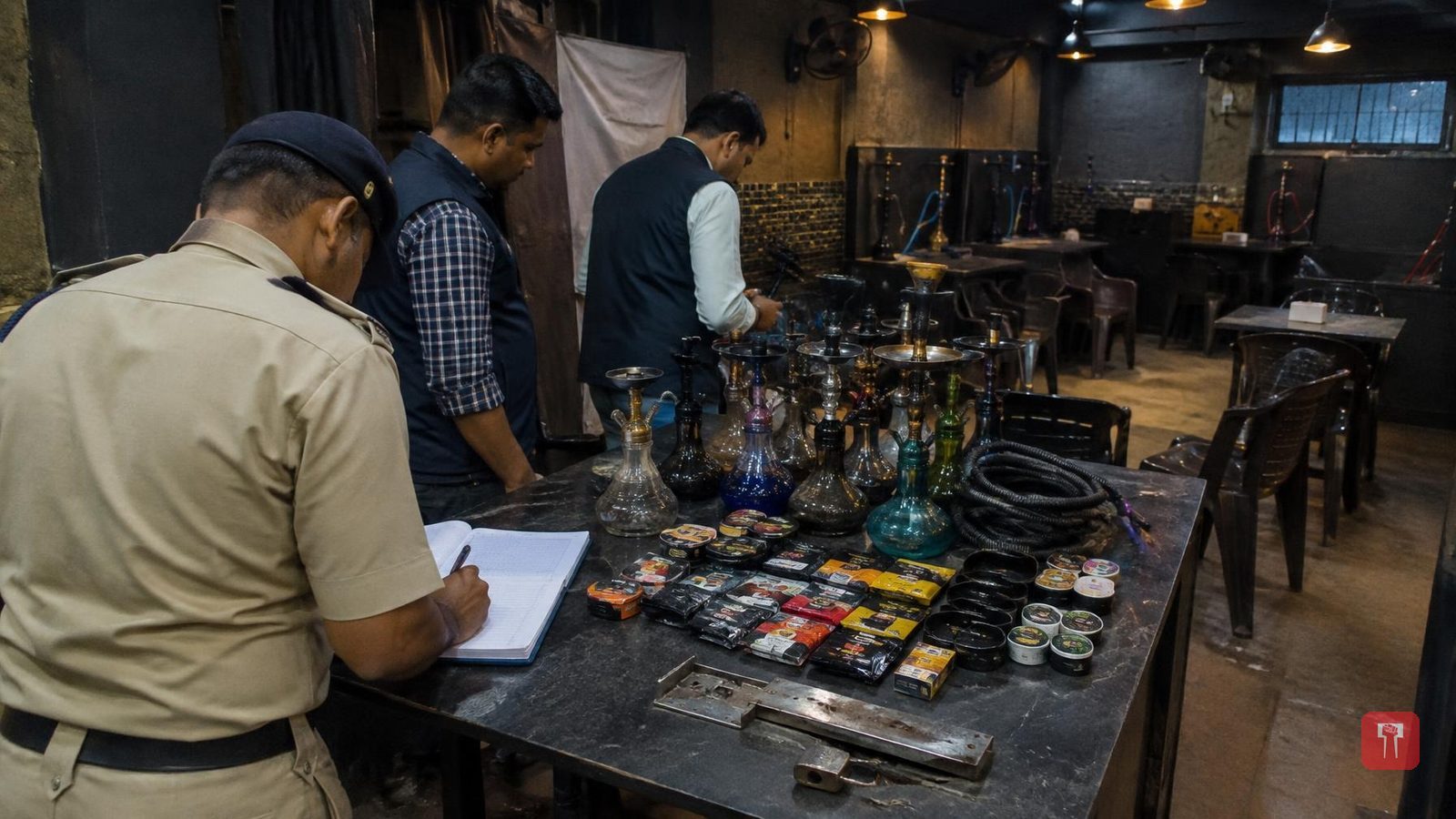 रात्री उशिरा हुक्का पार्लरवर पोलिसांचा छापा, बाहेरून कुलूप लावून कारवाई रोखण्याचा प्रयत्न