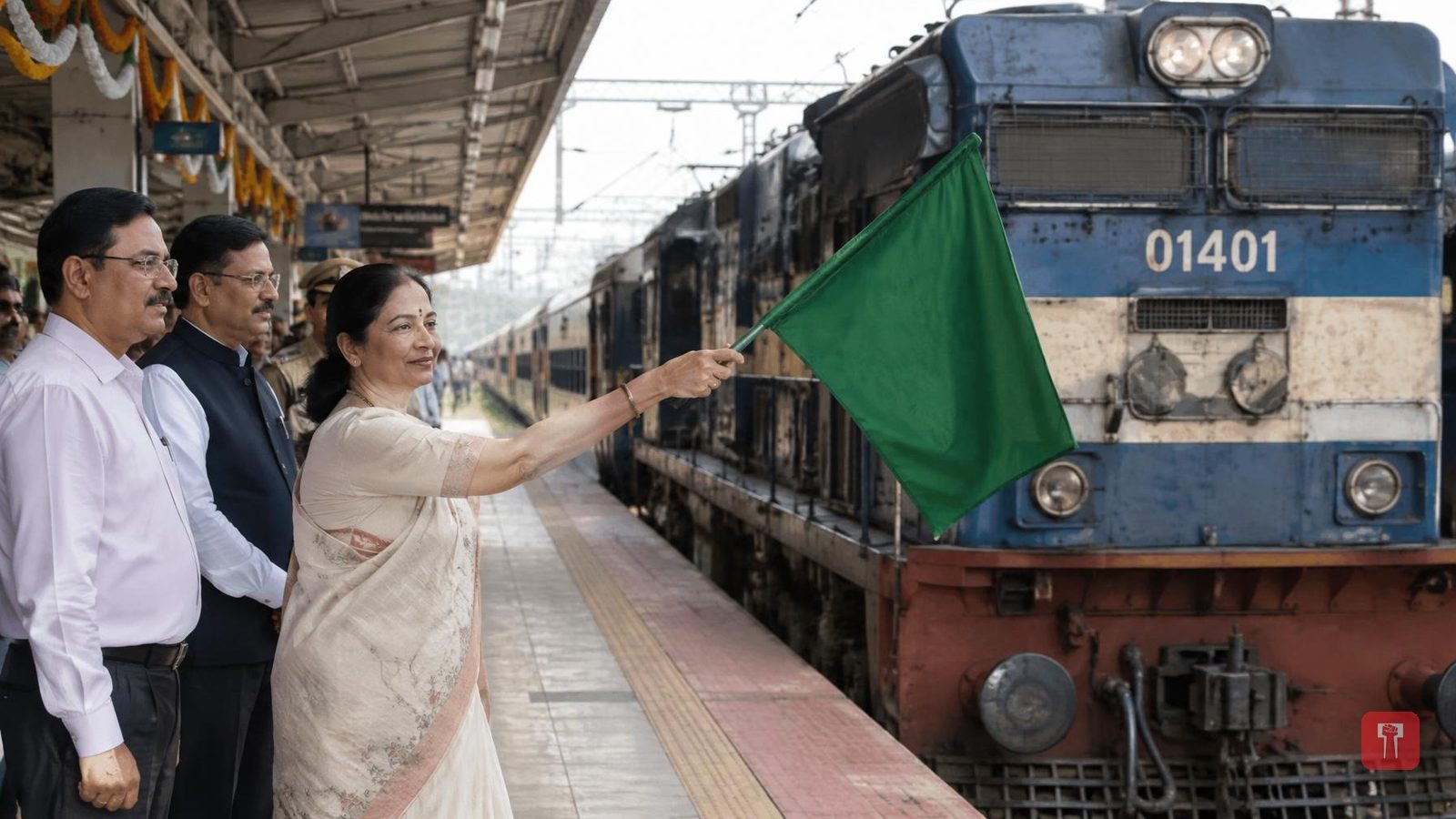 बीड-पुणे रेल्वेगाडीला उपमुख्यमंत्री सुनेत्रा पवार यांची हिरवी झेंडी, नाट्यगृह व तारांगणाचेही भूमिपूजन