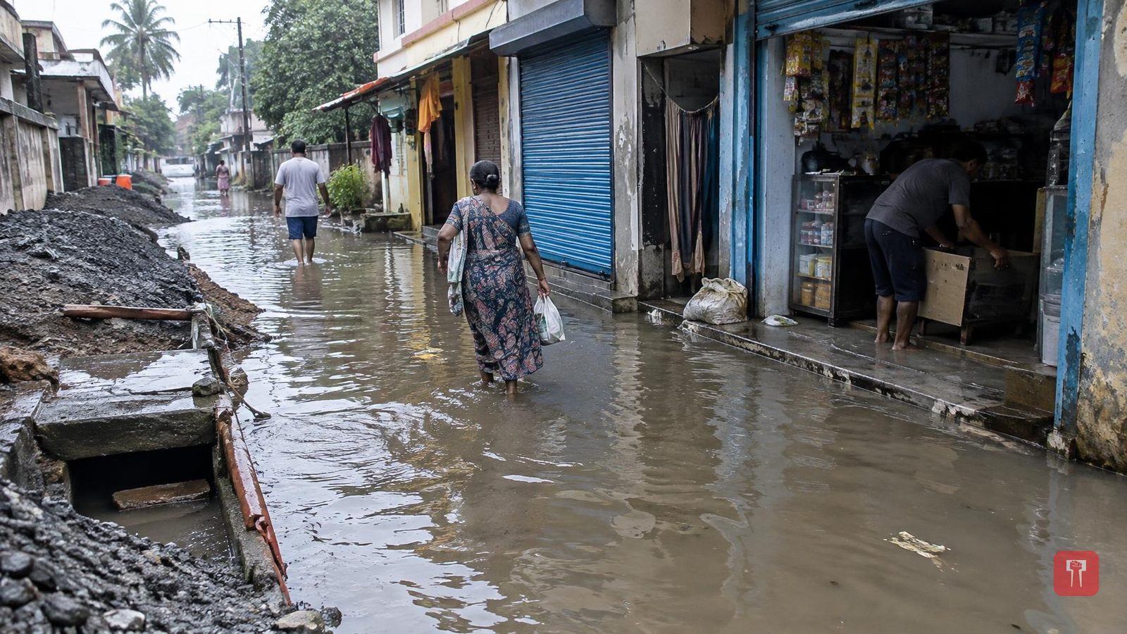 टिटवाळ्यातील इंदिरा नगरमध्ये नाल्याचे पाणी घरा-दुकानांत, रस्त्याच्या भरावावर मनसेचा आक्षेप