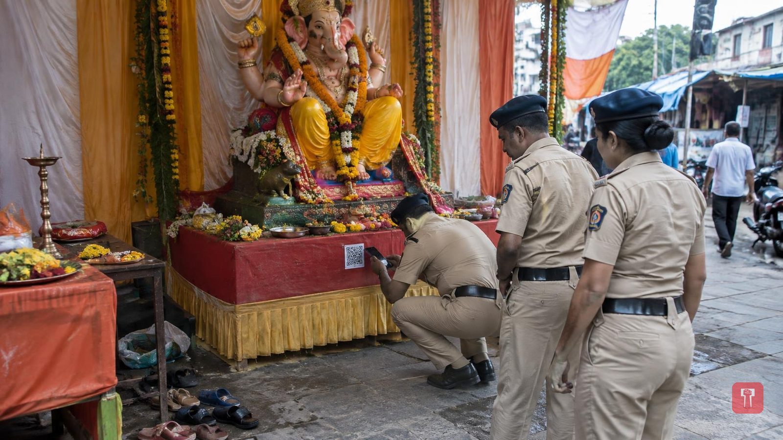वाशिममध्ये गणेश मूर्तीजवळ अश्लील क्यूआर कोड; तीन तरुणांना पोलिसांकडून अटक