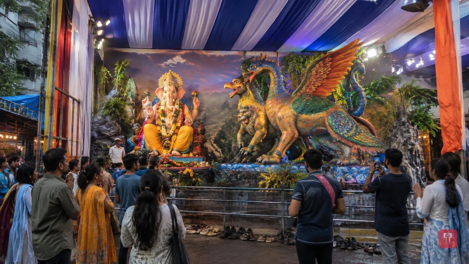 चेंबूर के 'सम्राट' गणेश मंडल में 22वें साल नवगुंजरा की अनोखी झांकी आकर्षण का केंद्र