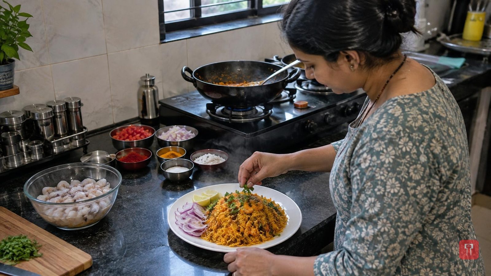 घरच्या घरी बनवा खमंग आणि मसालेदार कोळंबी भात, रात्रीच्या जेवणासाठी खास रेसिपी