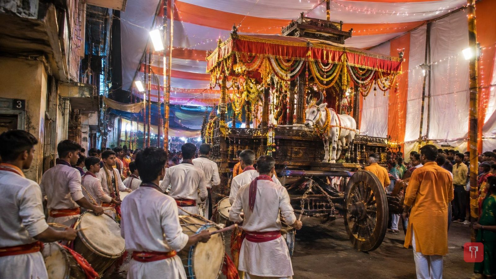 कोपरखैरण्यात गणेशोत्सवात साताऱ्याच्या बावधन बगाड यात्रेची २० फुटी हुबेहूब प्रतिकृती