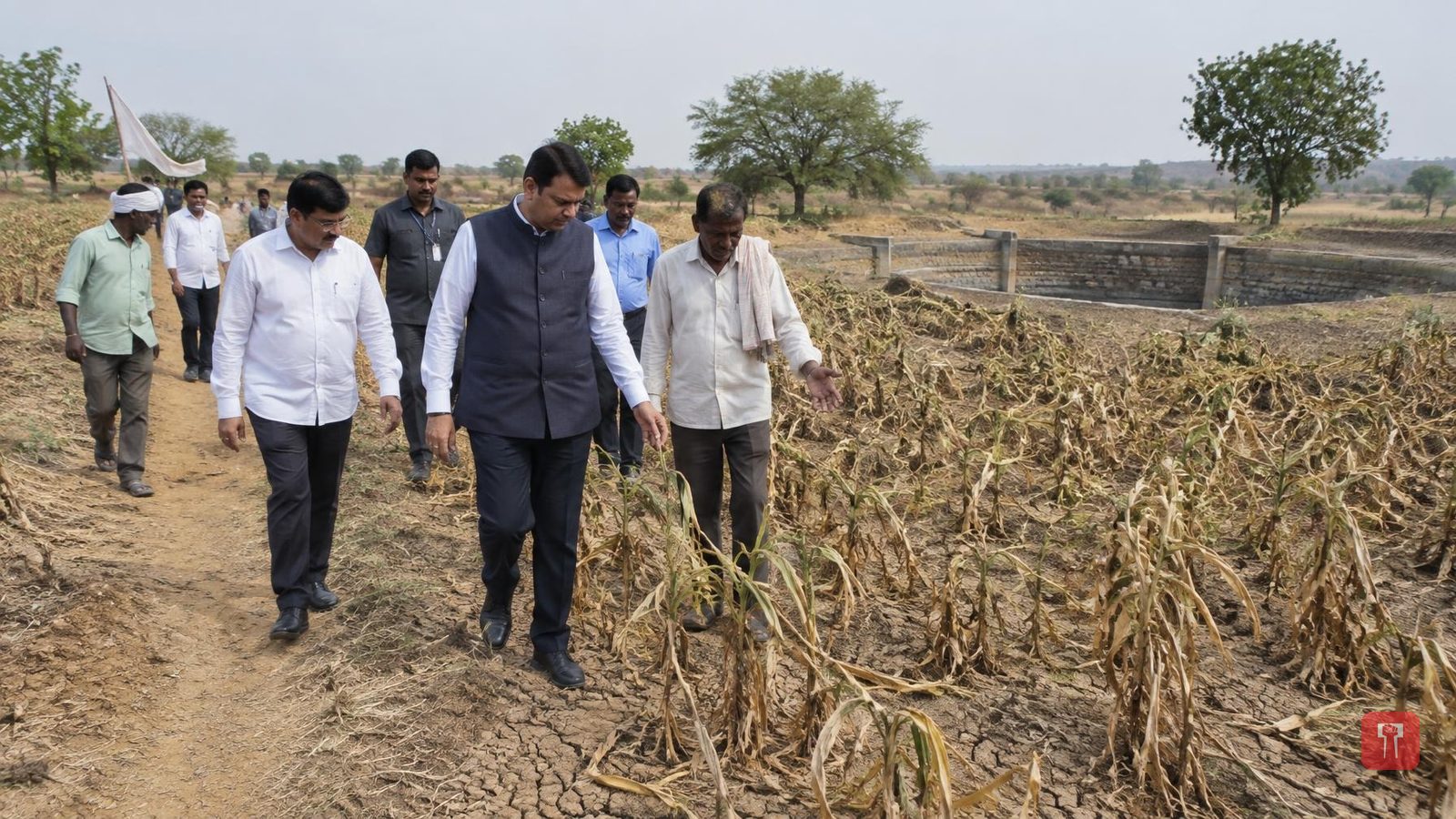 CM Fadnavis, deputy CM Shinde tour drought-hit Maharashtra districts