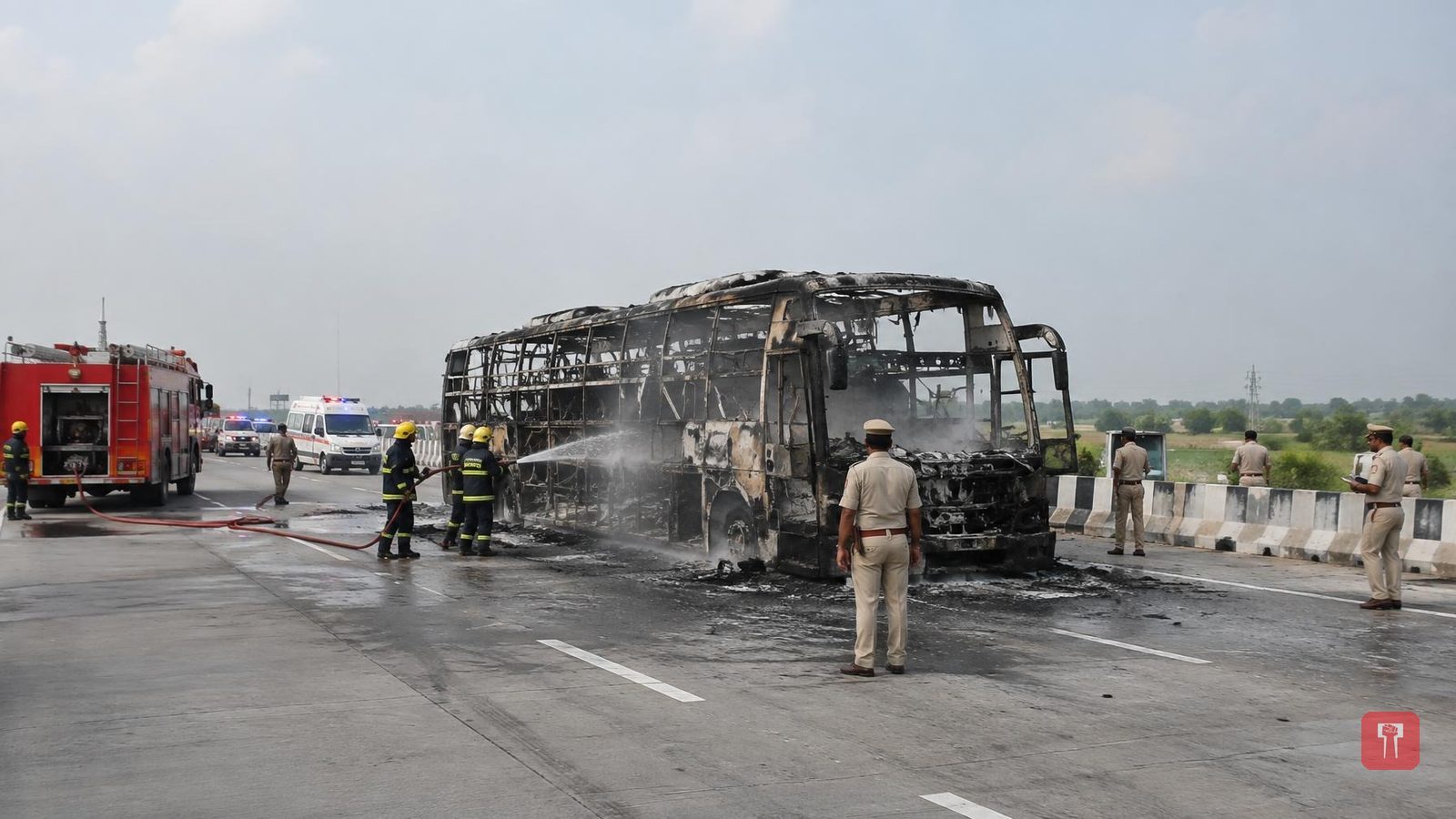 यमुना एक्सप्रेसवेवर धावत्या स्लीपर बसला आग, 9 जणांचा होरपळून मृत्यू
