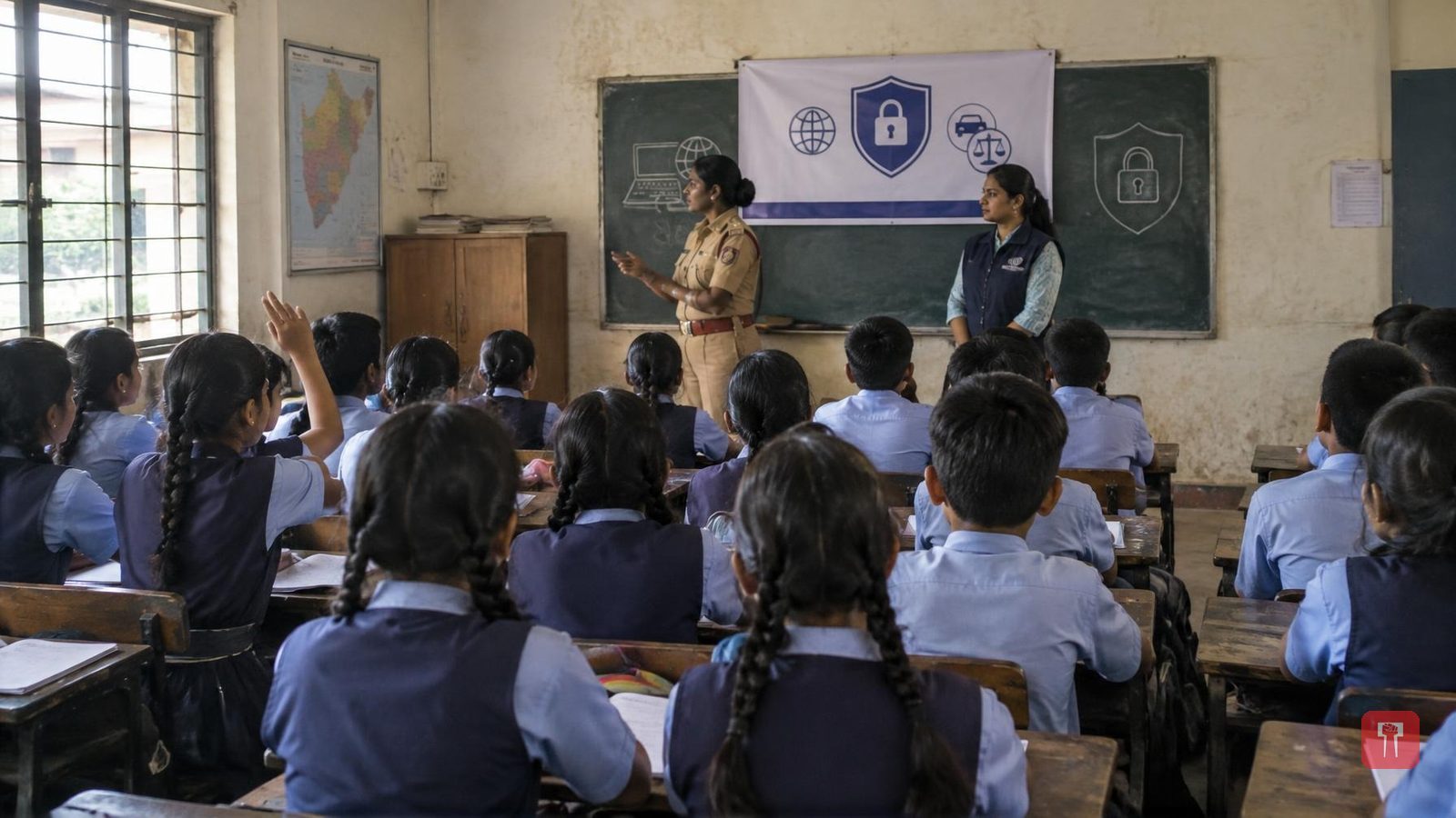 वायगाव के दो स्कूलों में पुलिस ने बच्चों को साइबर सुरक्षा और कानून पर दी जानकारी