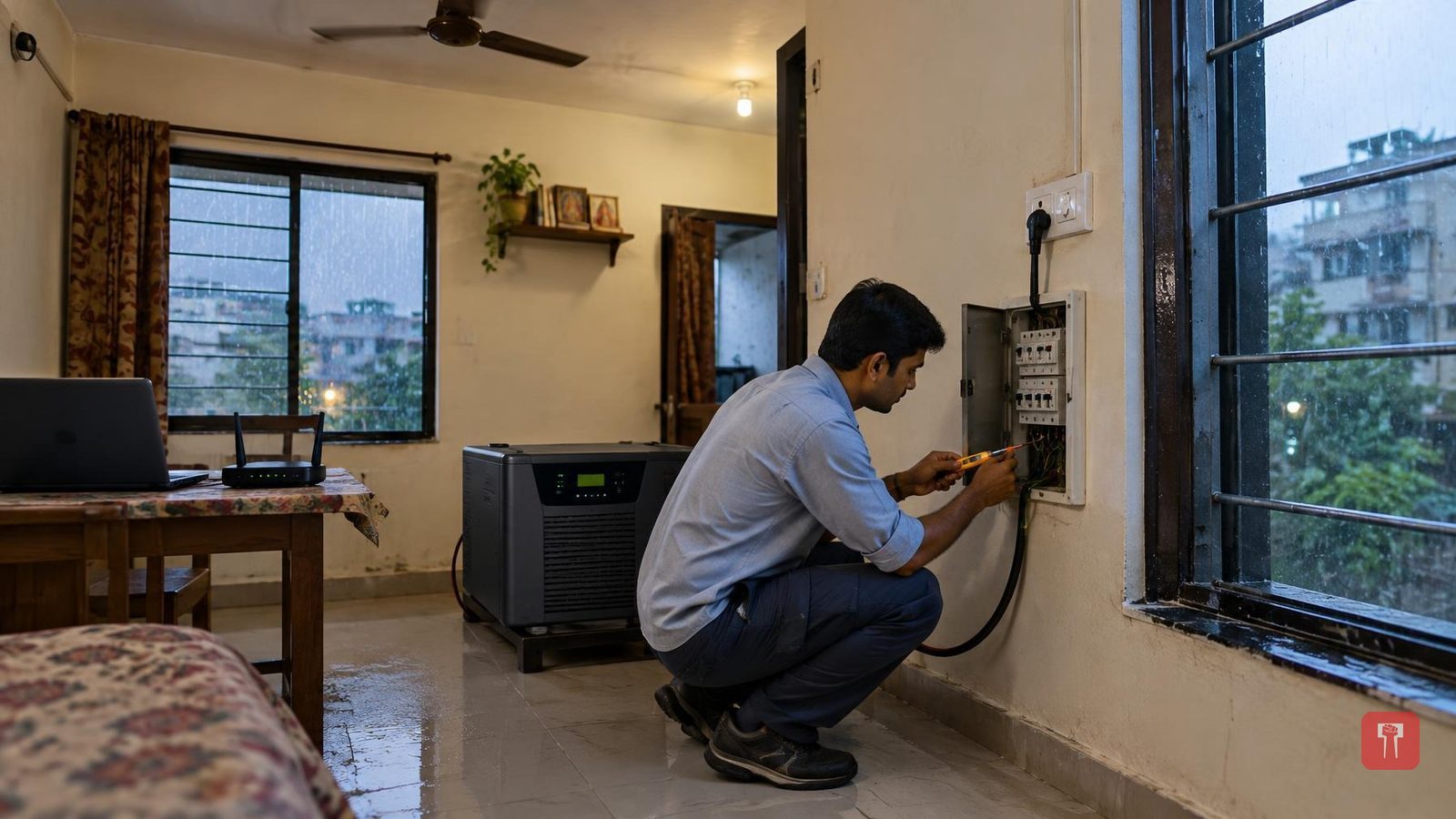 Which appliances are safe on an inverter, and why earthing matters in rain