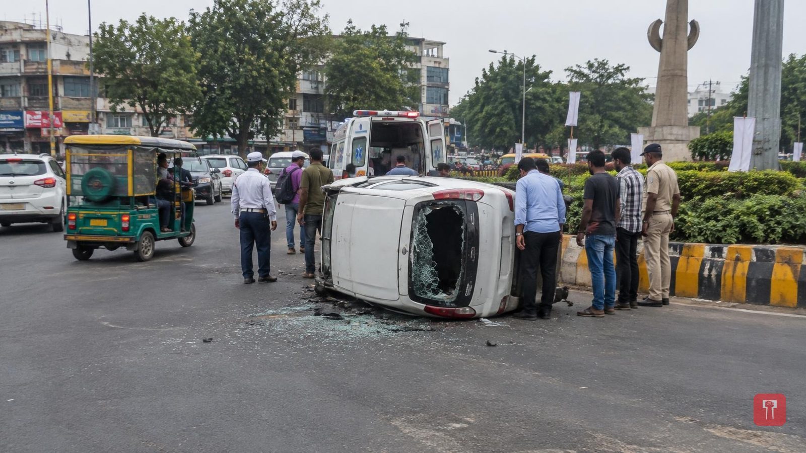 ई-रिक्षाला ओव्हरटेक करणं पडलं महागात; भीषण अपघातात एका सेकंदात कारचा झाला चुराडा, Video Viral