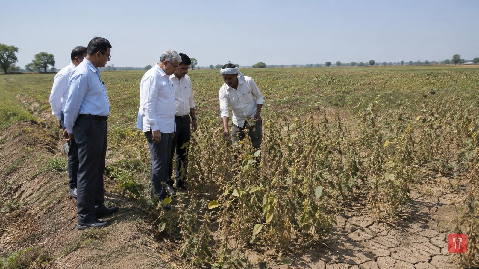Agriculture Minister Bharne inspects soybean crop damage, promises help