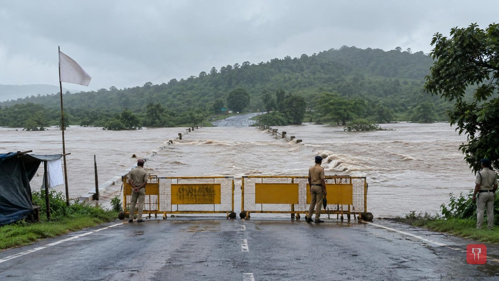 Old bridge over Perlakota river submerged, Bhamragad taluka cut off