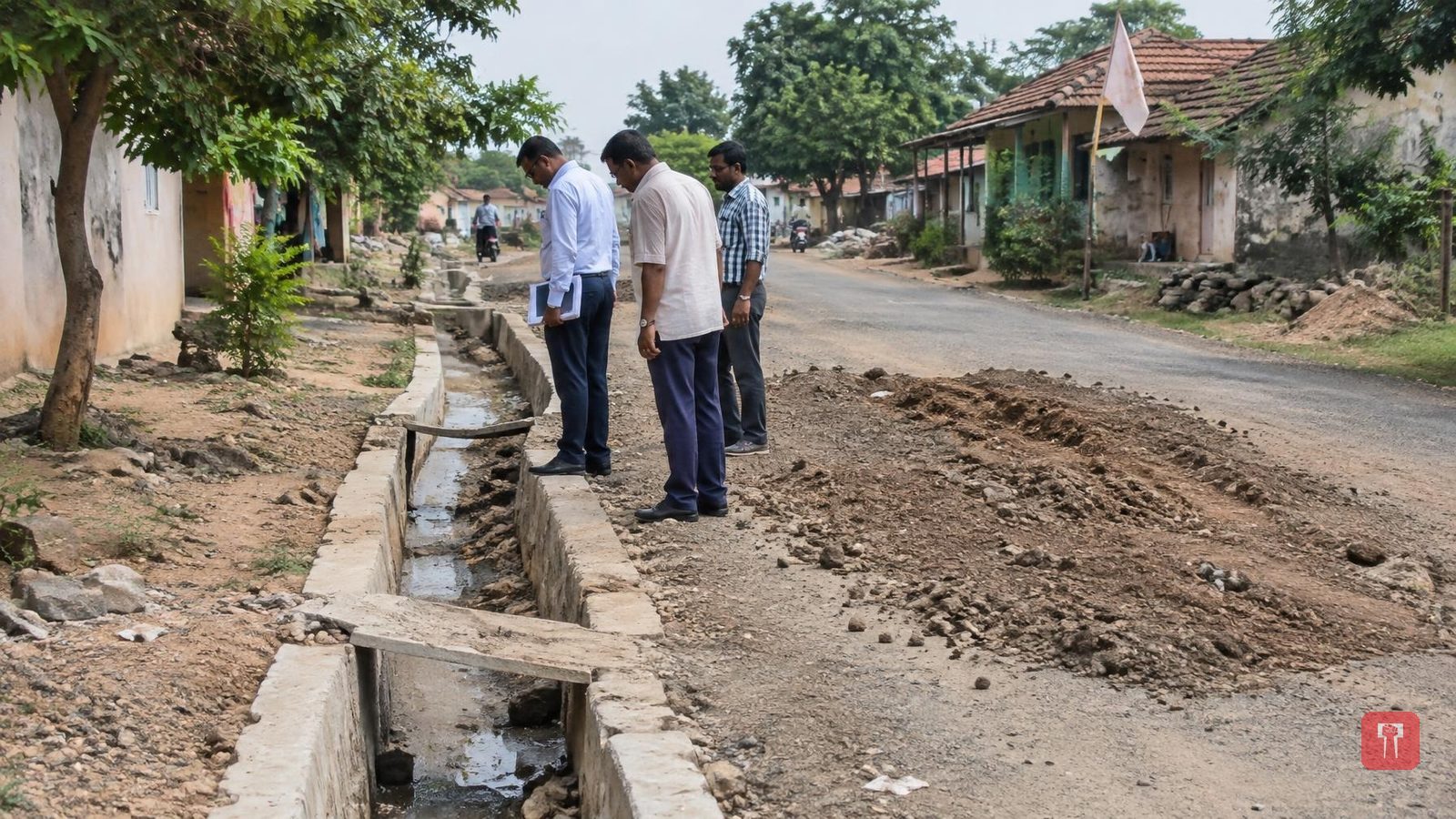 चिमूरच्या बोळधामध्ये नाली बांधकामाचा दर्जा संशयाच्या भोवऱ्यात; अभियंत्यांच्या पाहणीत त्रुटी उघड