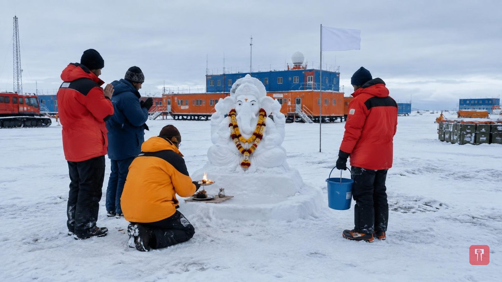 Scientists build Ganesh idol from snow at India's Antarctica station