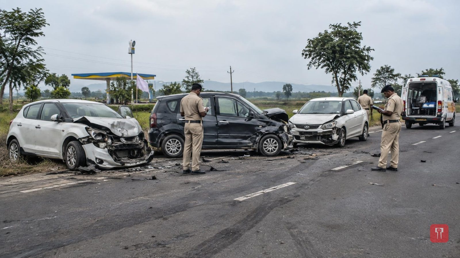 Three-car crash near Mhaswad kills one, injures nine