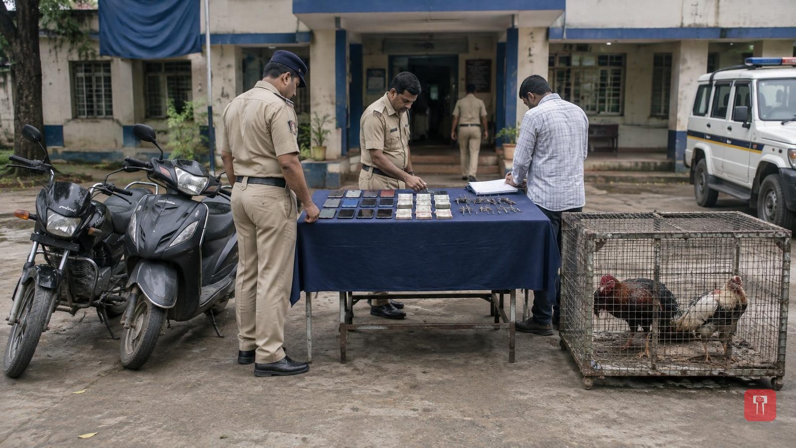 Cockfight betting busted in Brahmapuri, five held, cash and gadgets worth Rs 1.69 lakh seized