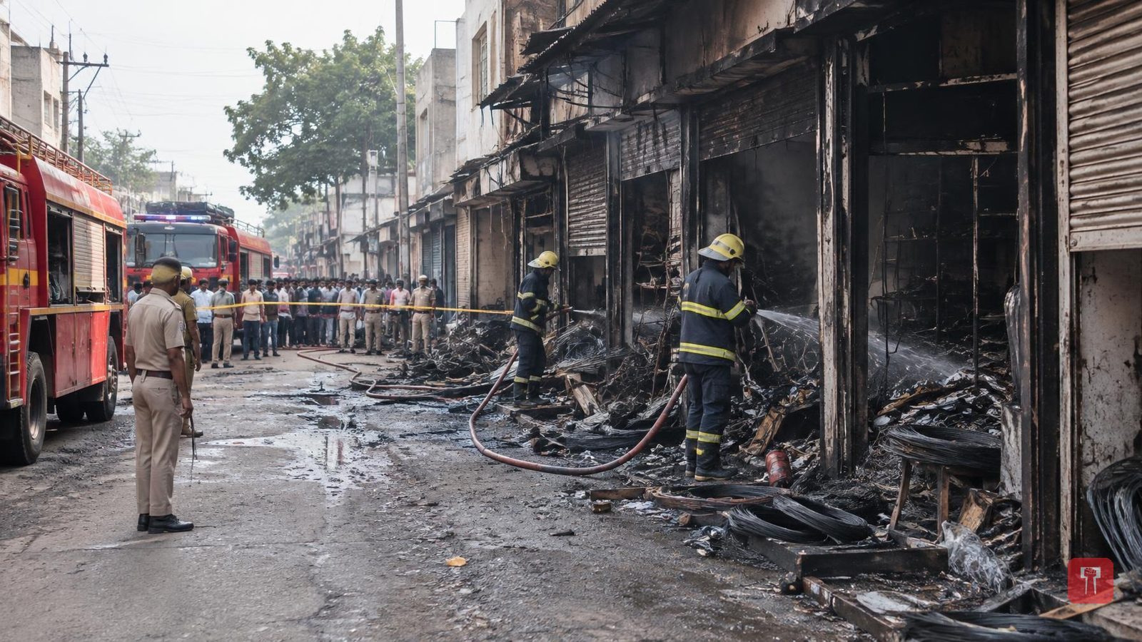 Fire guts four to six shops in Latur's Lokhand Line area
