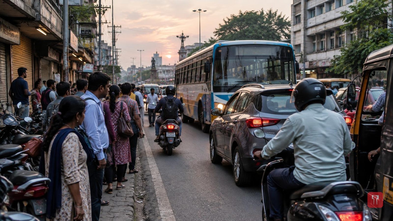 Chandrapur's Bengali Camp Chowk chokes at dusk as crowds at wine shops and bars squeeze the road