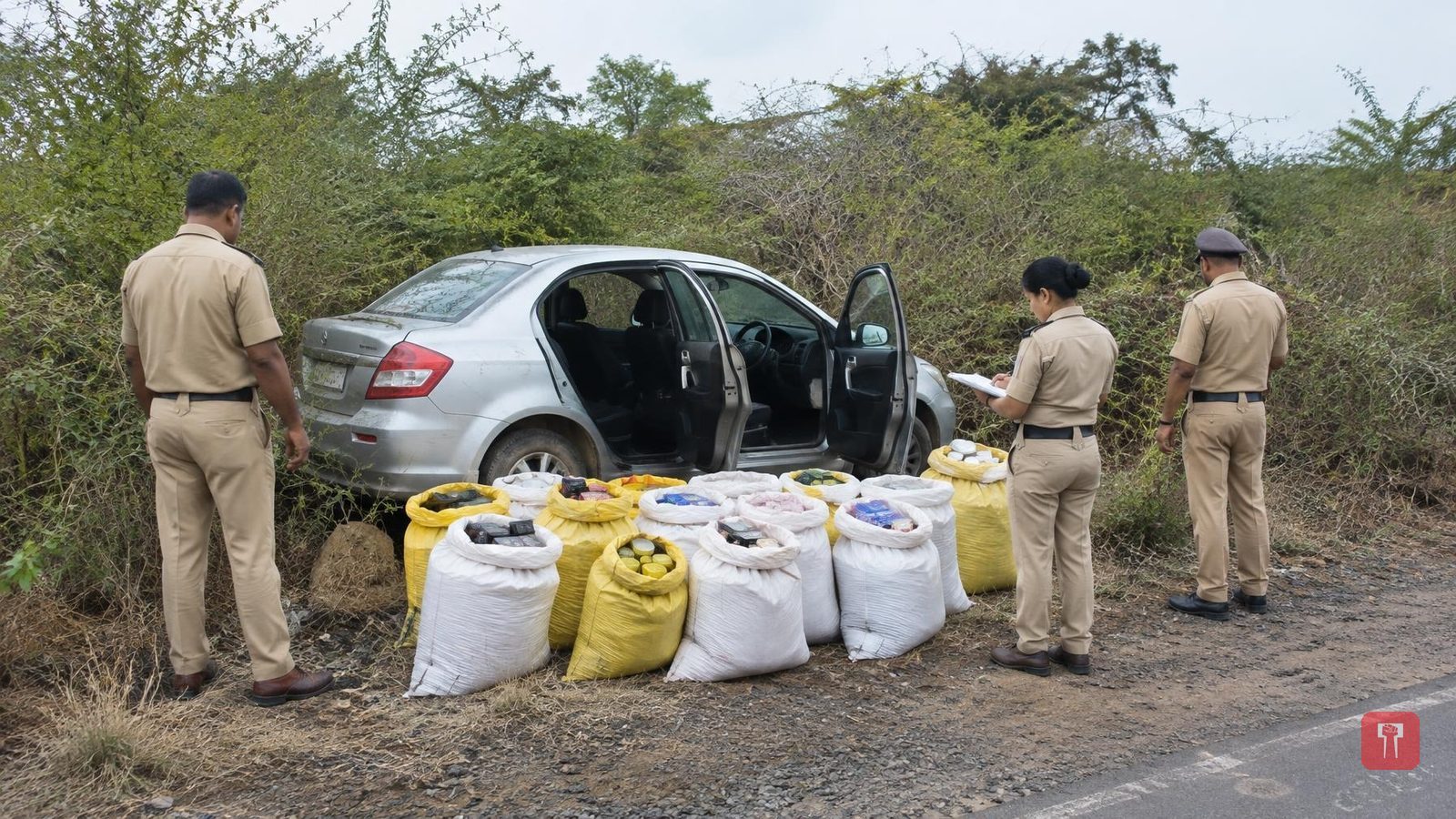 Rajura police seize Rs 9.81 lakh of hookah shisha and tobacco from car hidden in thicket