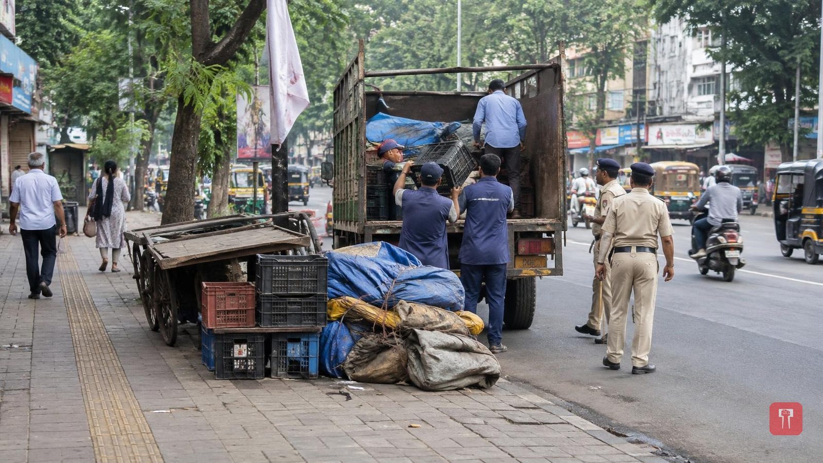 NMC, police clear Jhansi Rani Chowk footpath vendors; case registered against one person
