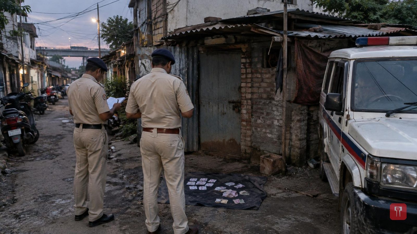 Lakadganj police raid gambling den of Javed alias Murga near Lakadapul, arrest two