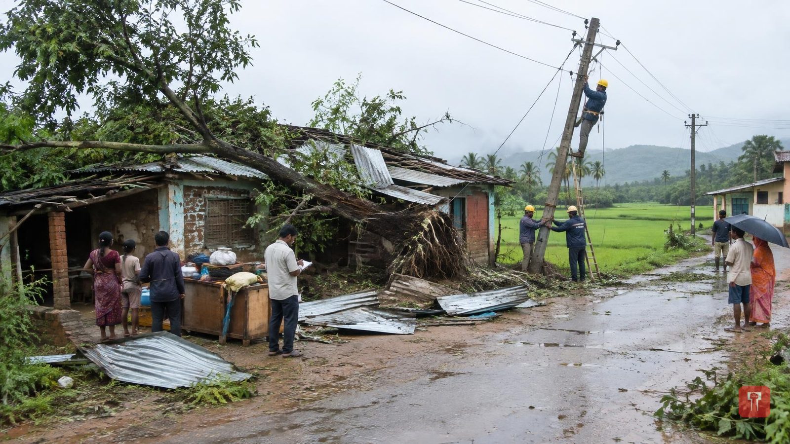 Storm and rain damage homes, uproot trees and bring down power poles in Palghar and Vikramgad