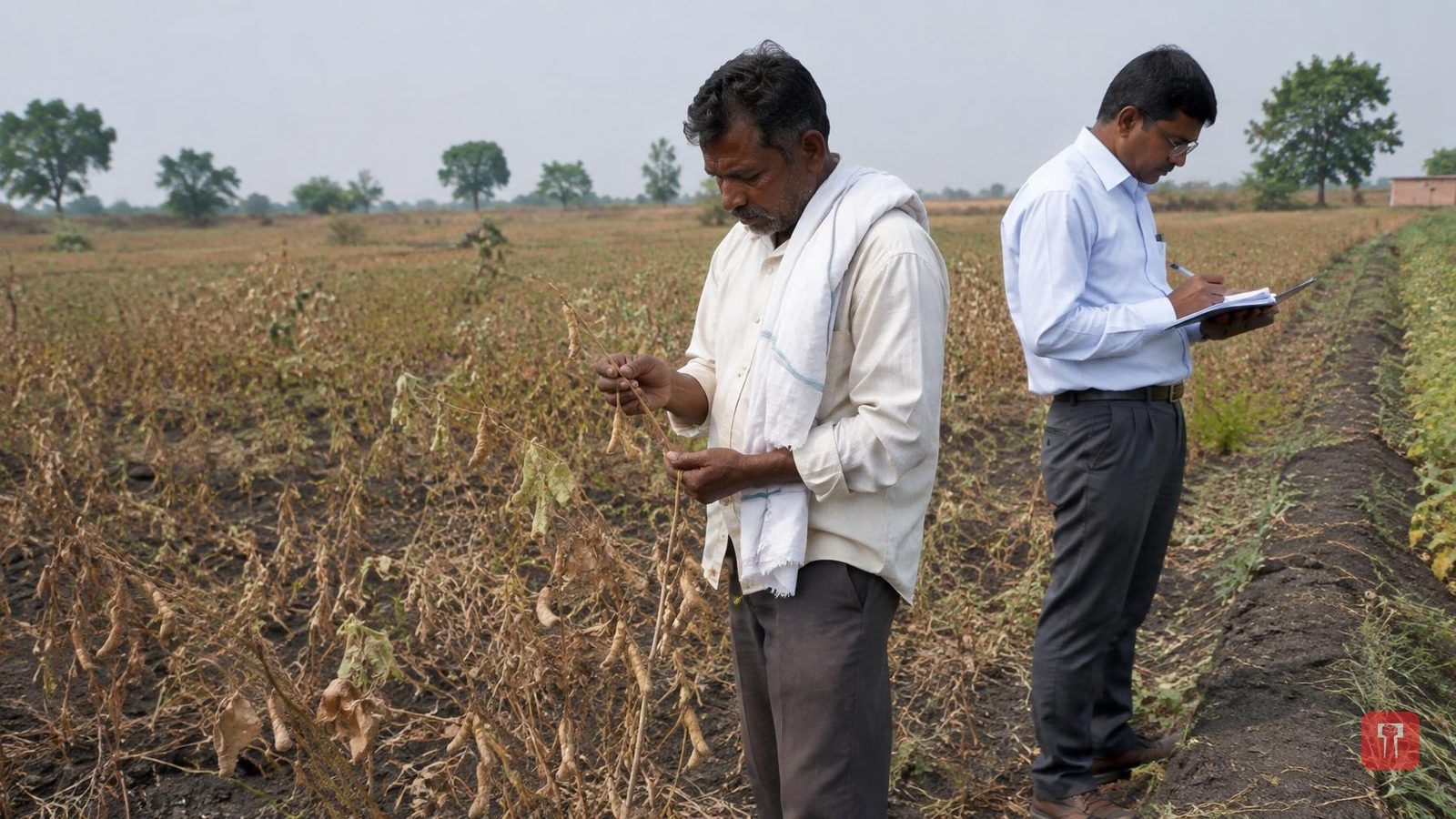 Soybean, tur crops wither in Buldhana's Amdapur as rain fails; crop-loss panchnamas begin