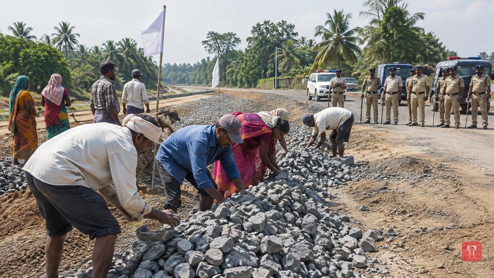 Vadhavan port opponents defy prohibitory order at Varor, clear stones at service road site