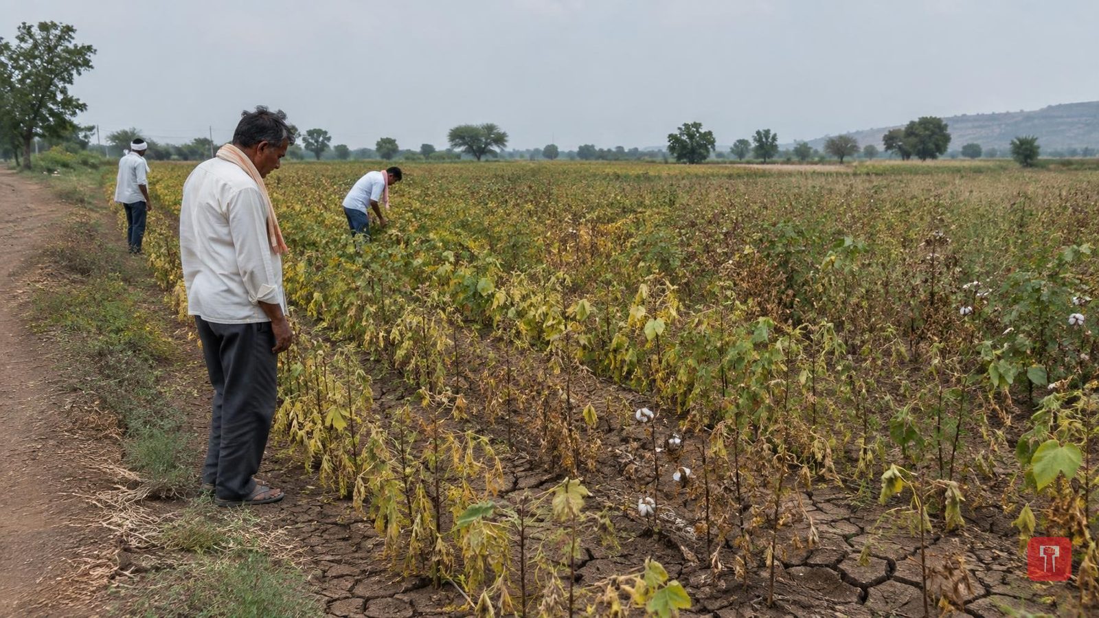 Rain stops after sowing in Gondpipri, standing crops wither; farmers seek financial aid