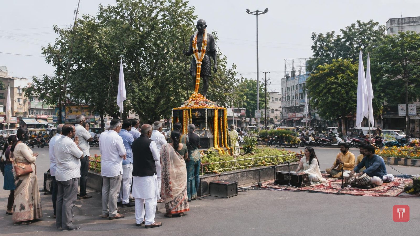 Congress holds 'Bapu Tumhe Pranam' tribute to Mahatma Gandhi at Variety Square in Nagpur