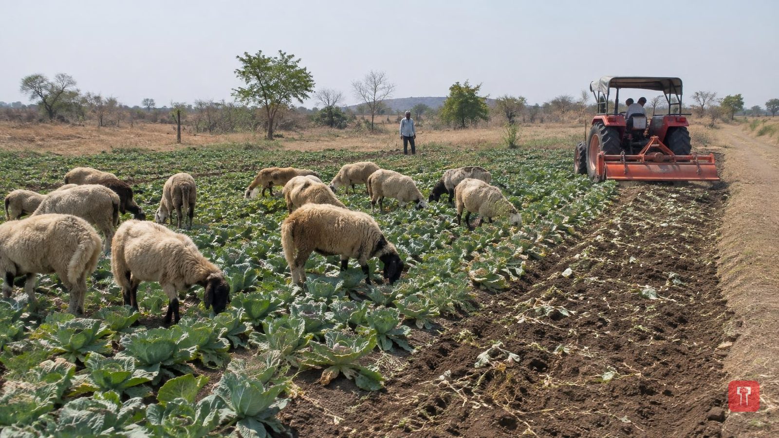 Yeola farmers let sheep graze standing cabbage as price falls to Rs 2 a kg