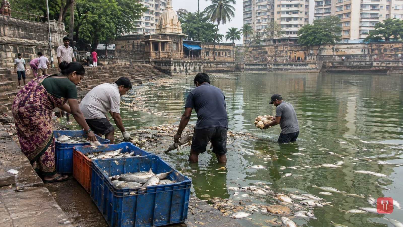 Hundreds of fish die in Banganga Tank at Malabar Hill, rotting pind daan offerings blamed