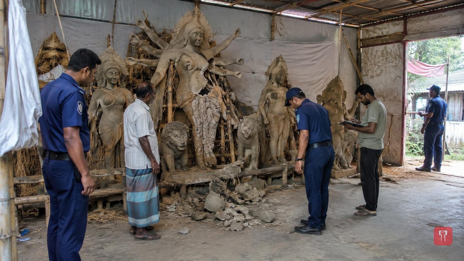 Seven idols vandalised at historic Tangail temple days before Durga Puja