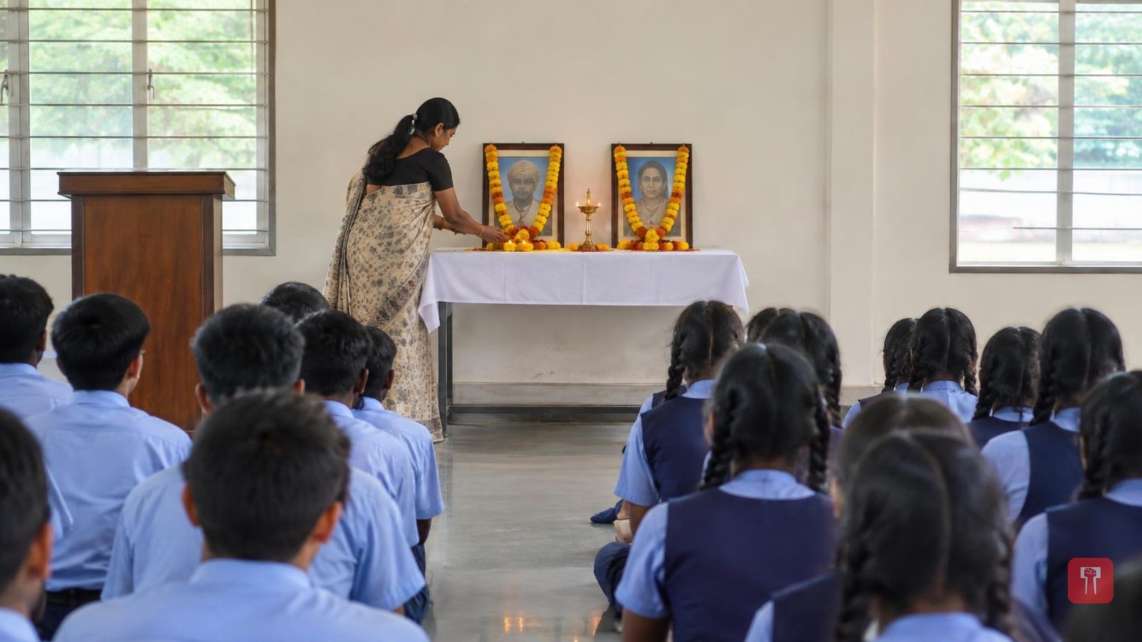 Gadchandur school pays tribute to Mahatma Gandhi and Lal Bahadur Shastri on their birth anniversaries