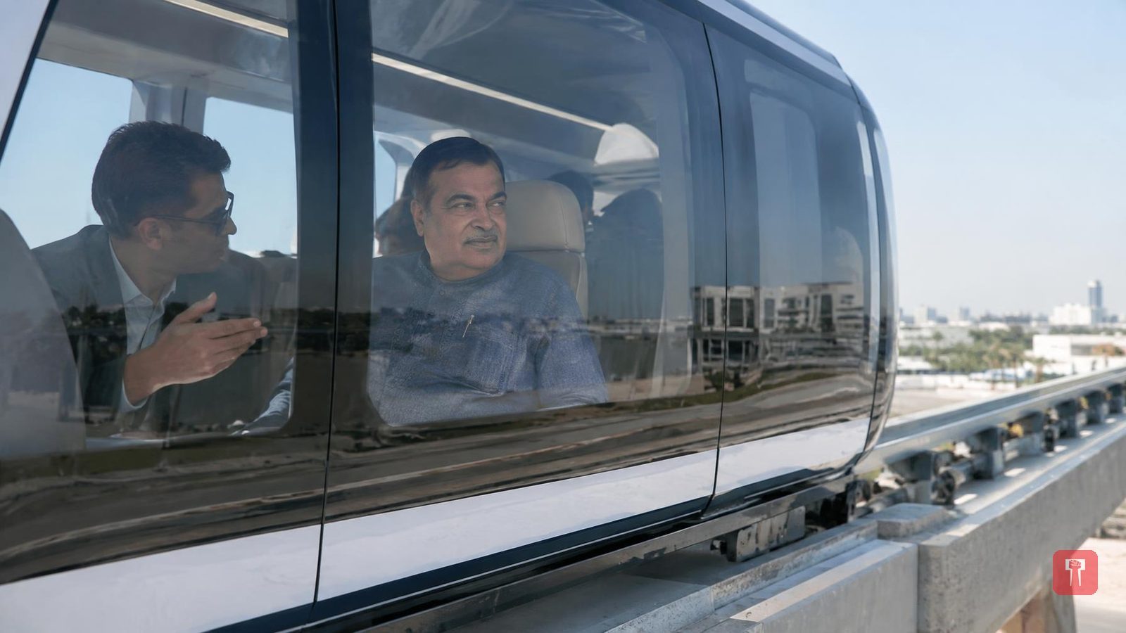 Gadkari visits uSky Transport in Sharjah, rides SkyBus electric pod