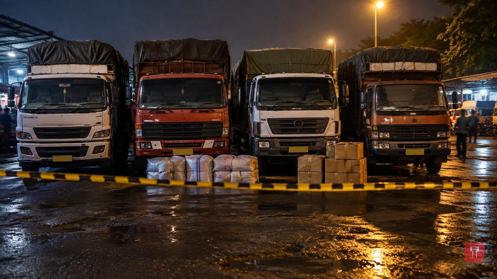 Four trucks running on one number plate seized in Nagpur's Kalamna, father and son held