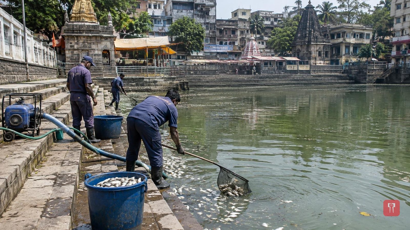 Fish die in Banganga tank at Walkeshwar; Minister Lodha inspects, 10 artificial ponds to be built