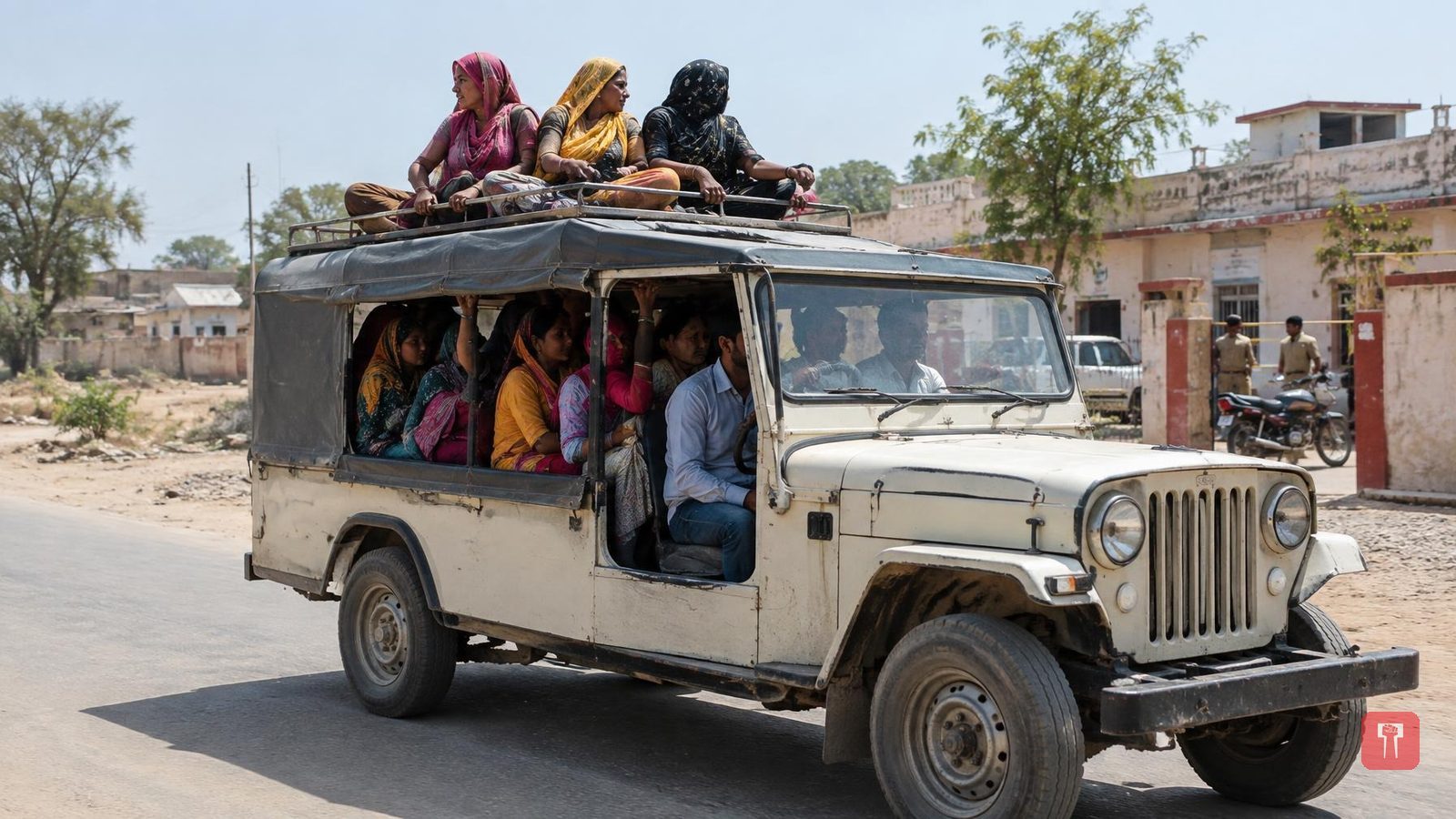 Video shows jeep packed with dozens, women on roof, 200 m from Phagi police station in Jaipur