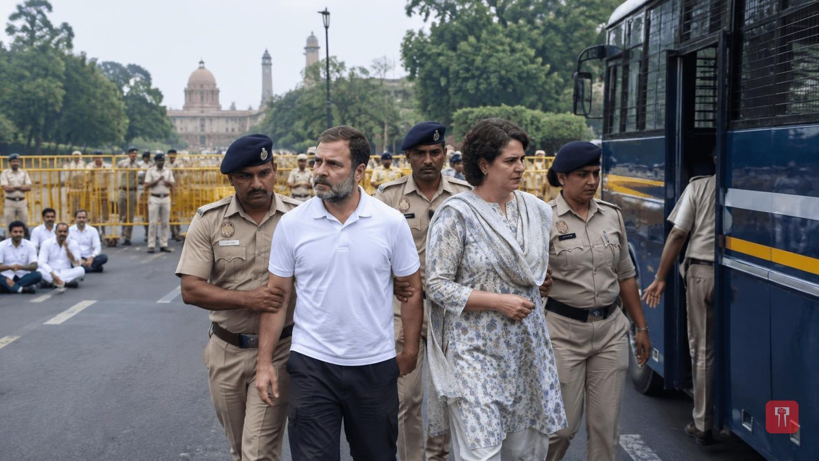 Rahul, Priyanka Gandhi detained as police stop INDIA bloc march to Election Commission