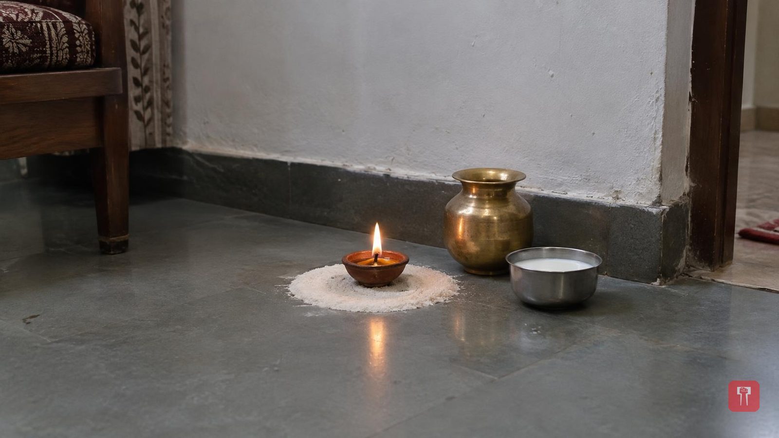 Why a lamp is kept burning at home for 10 days after a death, and what the marks in the flour mean