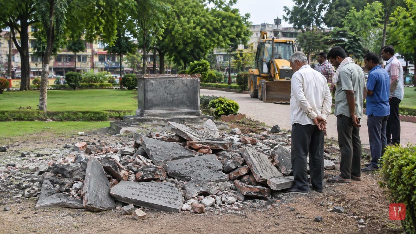 Memorial to 17 Marathwada Liberation martyrs demolished by bulldozer in Dharashiv, citizens demand action